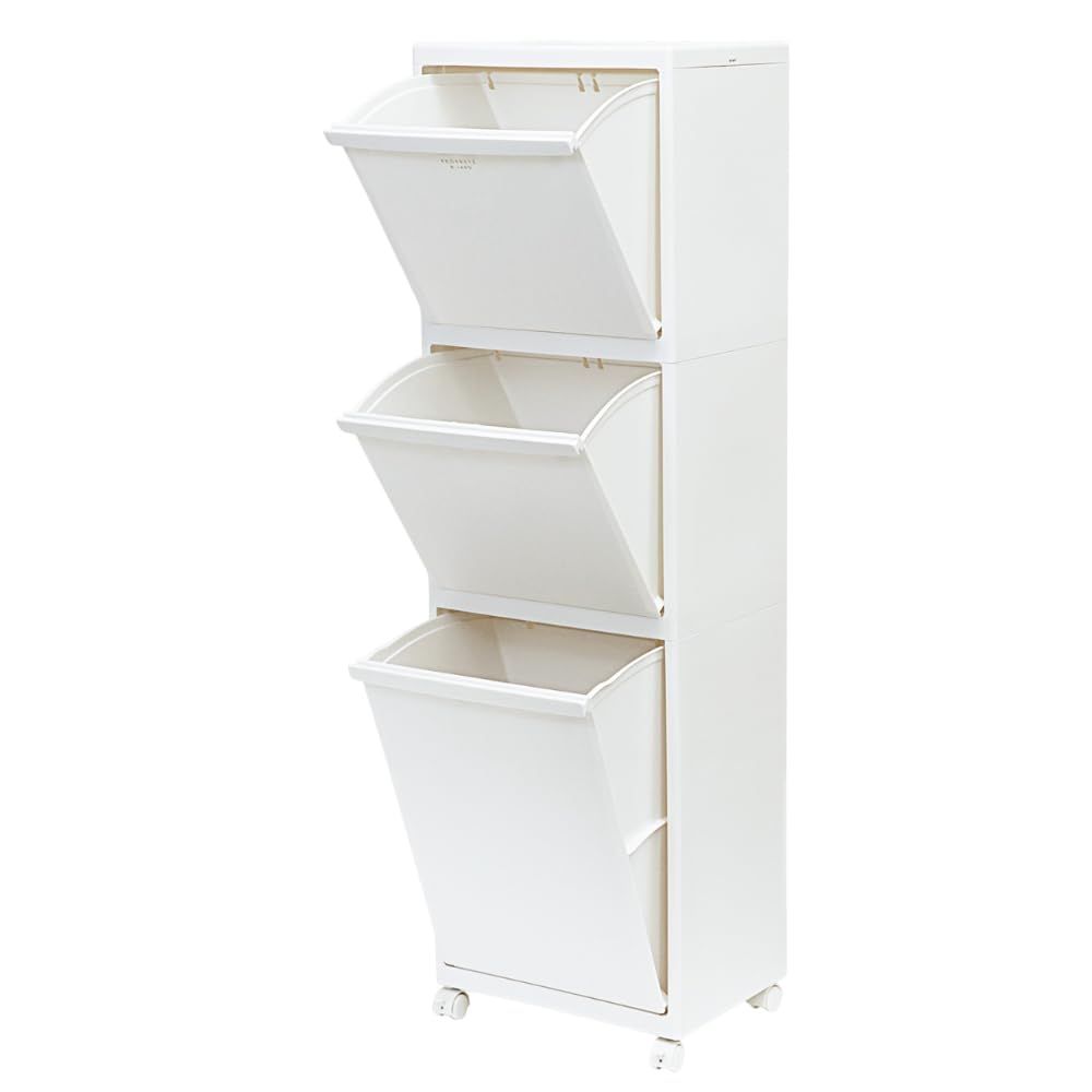 天馬 多段分別 ゴミ箱 3段 キャスター付き ホワイト ELP-3531 PROPRETE×e-LABO