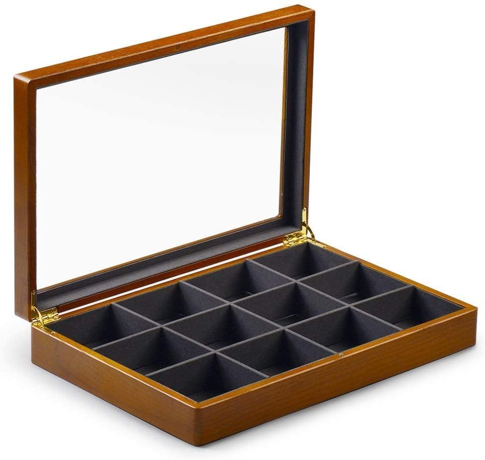 新品 Woodtenきジュエリートレイ蓋付12木製ジュエリーボックス透明
