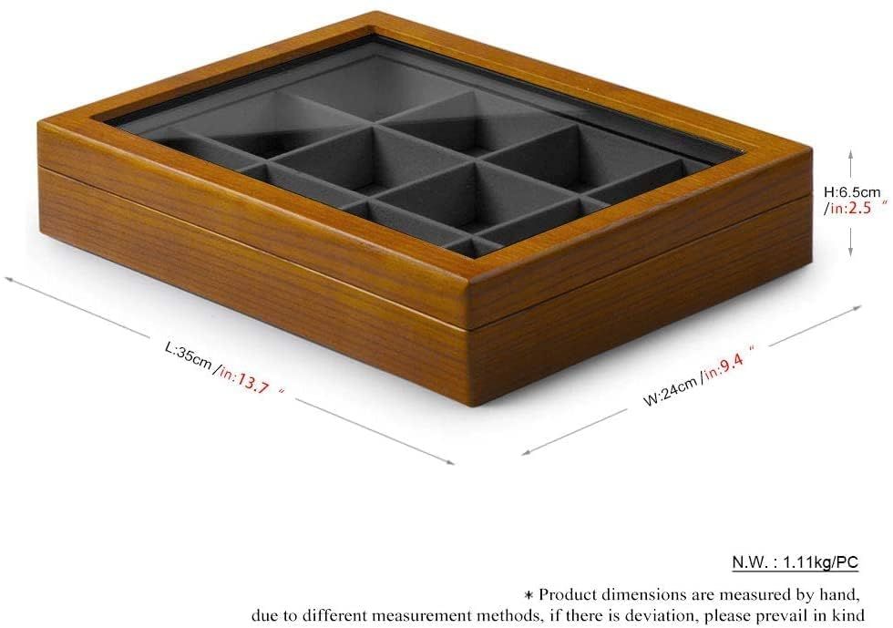 新品 Woodtenきジュエリートレイ蓋付12木製ジュエリーボックス透明