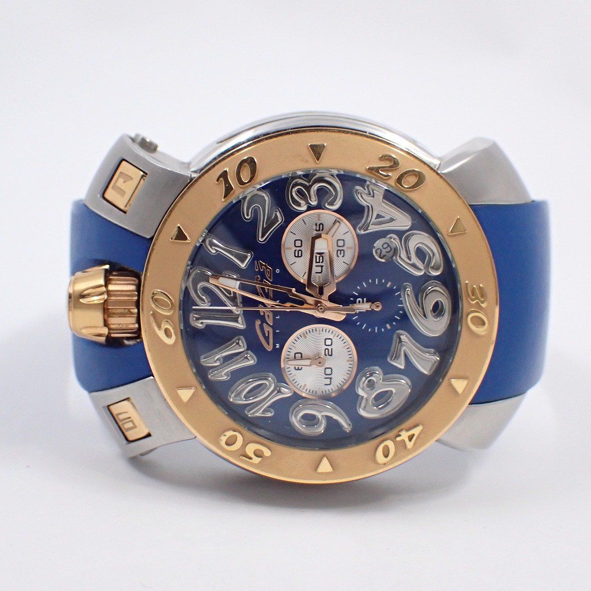 ガガミラノ クロノ48MM 6054.02 クォーツ ラバーベルト　ジャンク ガガミラノ クロノ48MM 6054.02 クォーツ ラバーベルト ジャンク