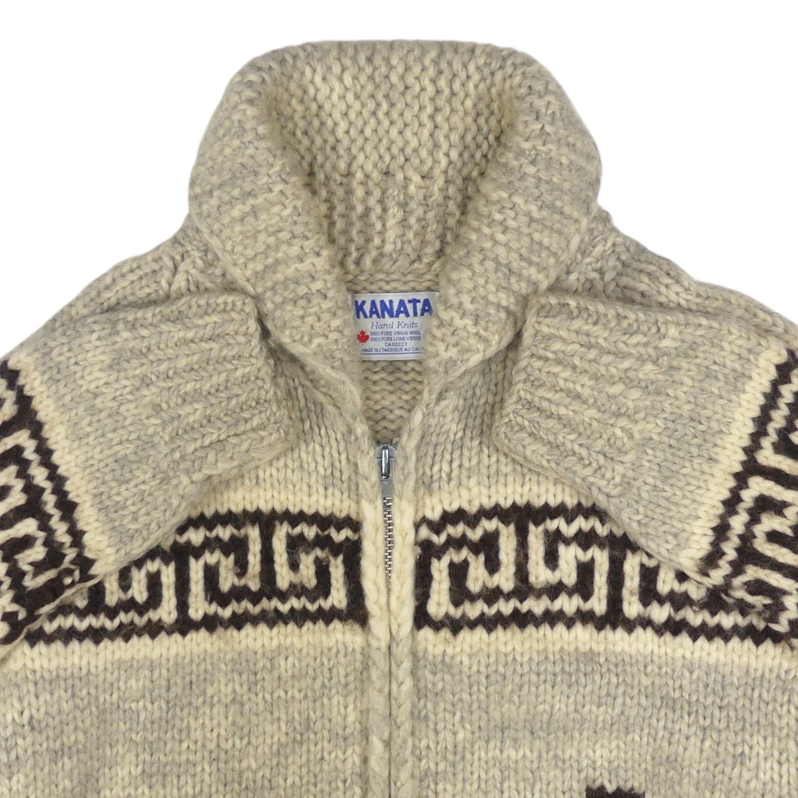 カウチンセーター kanata ニット XL カナダ製 カナタ グレー 鳥