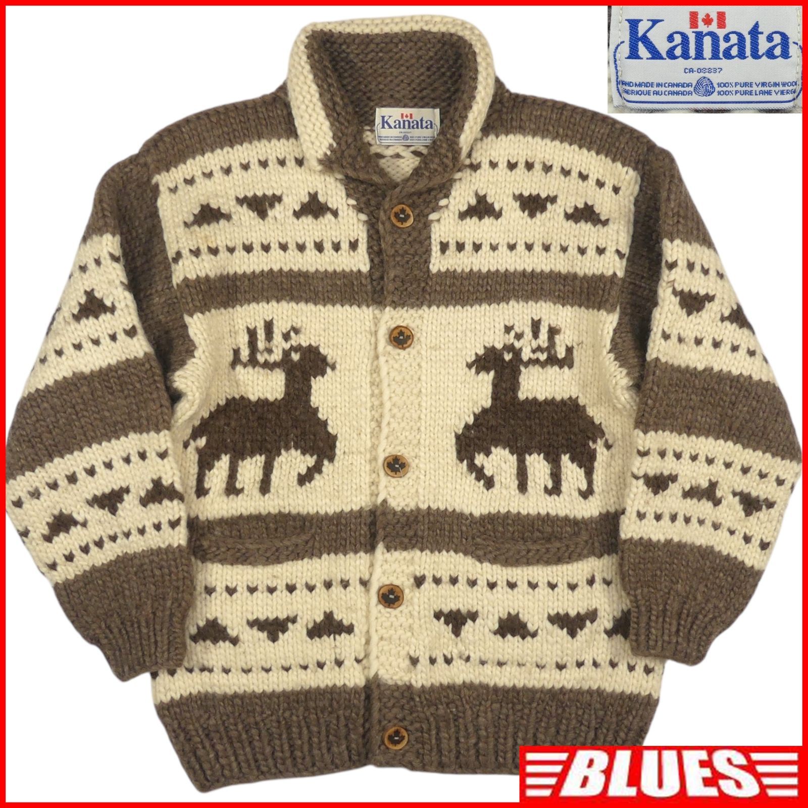カウチンセーター kanata ニット XL カナダ製 カナタ 鹿 トナカイ