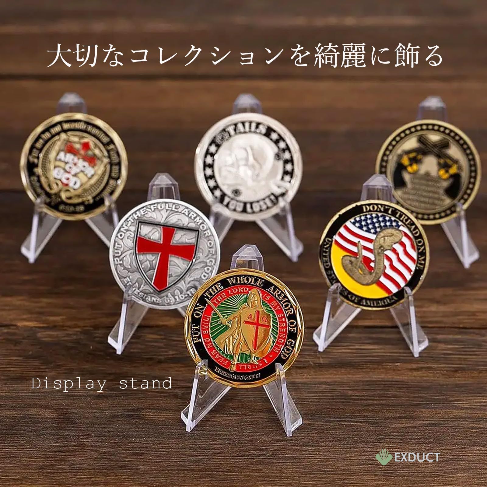 EXDUCT メダルスタンド 32個 セット コイン アクリルスタンド 台座 メダル ピンバッジ カード キーホルダー 缶バッジ 飾る ディスプレイ  [クリア] - メルカリ