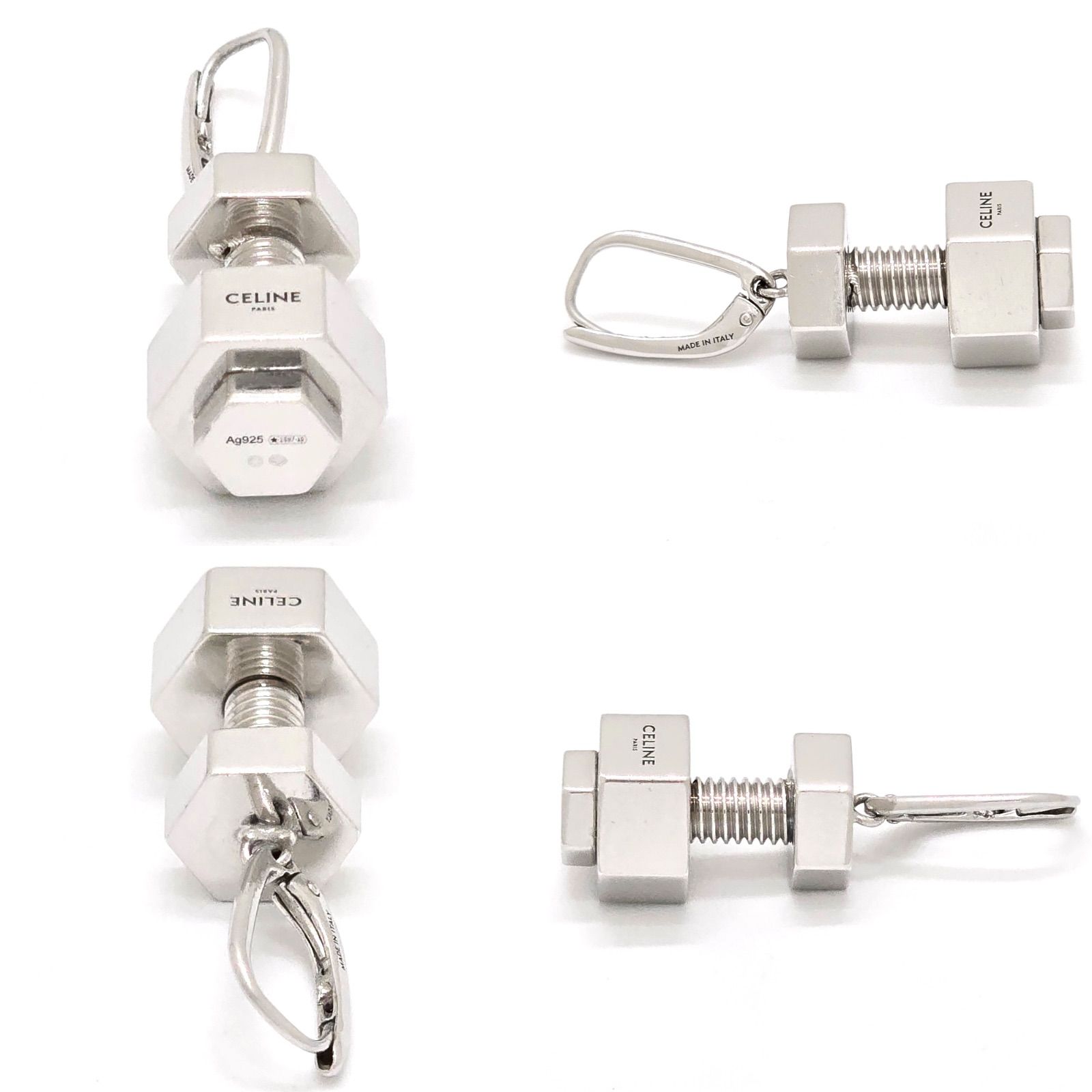CELINE シルバーピアス 片耳 CELINE セリーヌ ボルト ピアス 片耳 スターリングシルバー SV925 箱
