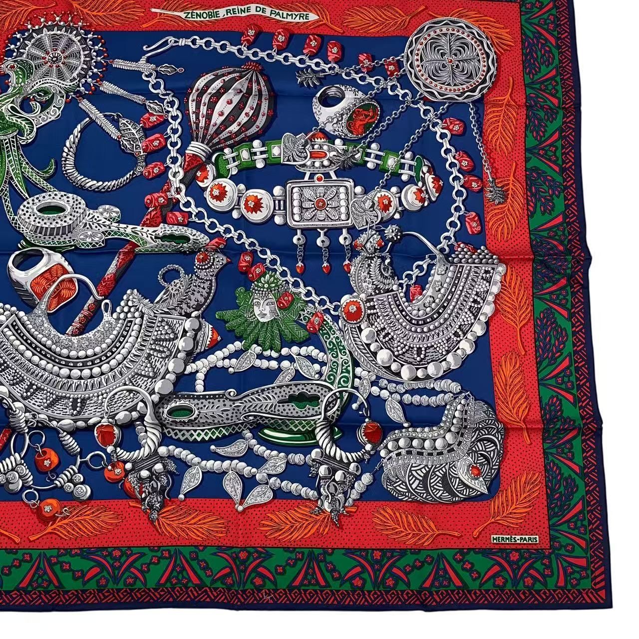 未使用品 HERMES エルメス カレ90 大判 スカーフ シルク Zenobie Reine