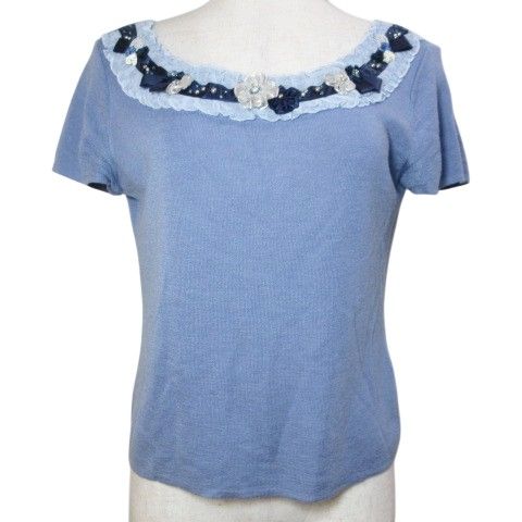 新品　未使用　フランコフェラーロ ビジュー刺繍 ニットカーディガン 黒　M相当 新品 未使用 フランコフェラーロ ビジュー刺繍 ニットカーディガン 黒