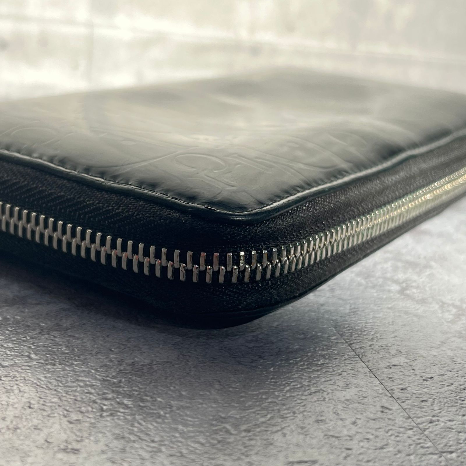 クリスチャンディオール トロッター ラウンドジップ 長財布 光沢 レザー 黒 DIOR】長財布 ラウンドジップ ラウンドファスナー エナメル 光沢