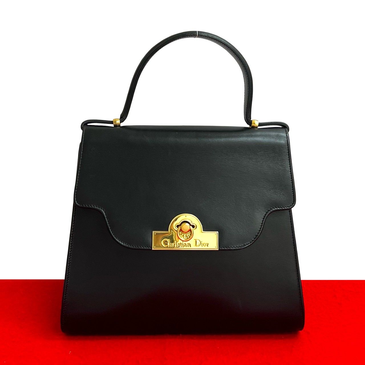 極 美品 Christian Dior ディオール ヴィンテージ ロゴ 金具 カーフ 