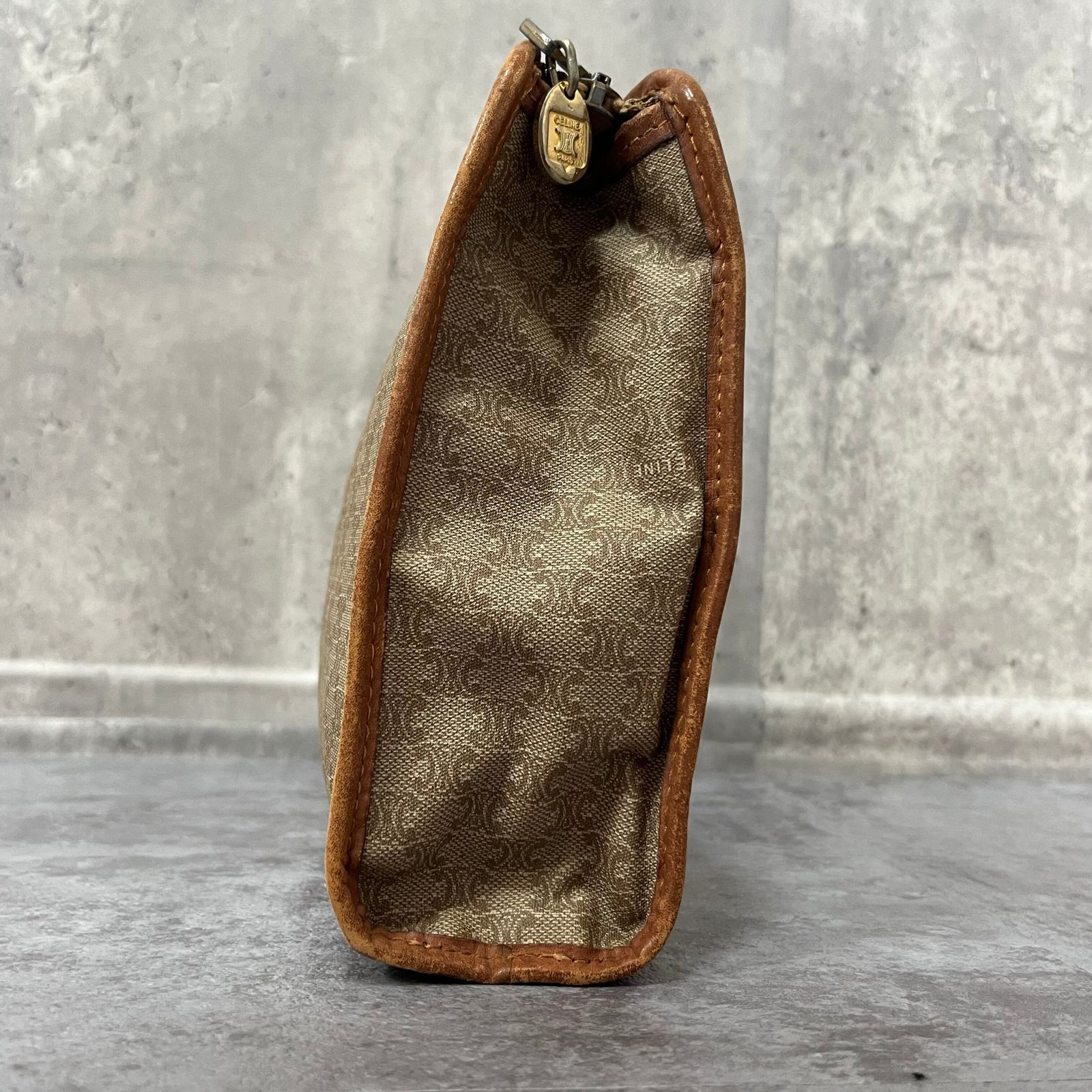 CELINE】セリーヌ マカダムセカンドバッグ クラッチバッグ ベージュ