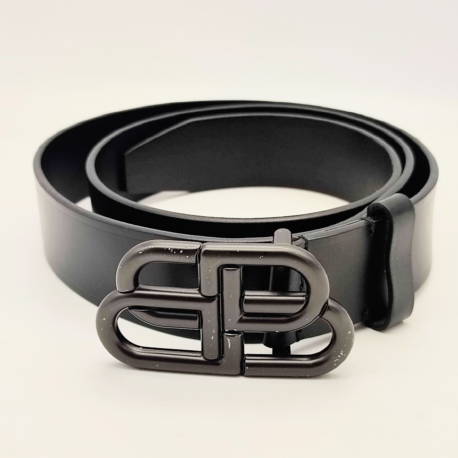 美品】BALENCIAGA バレンシアガ BBロゴベルト 570370 レザー ブラック