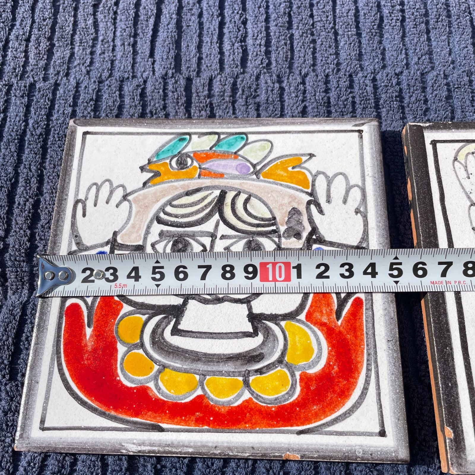 デシモーネ De Simone イタリア シチリア陶器 タイル 飾り絵 15cm