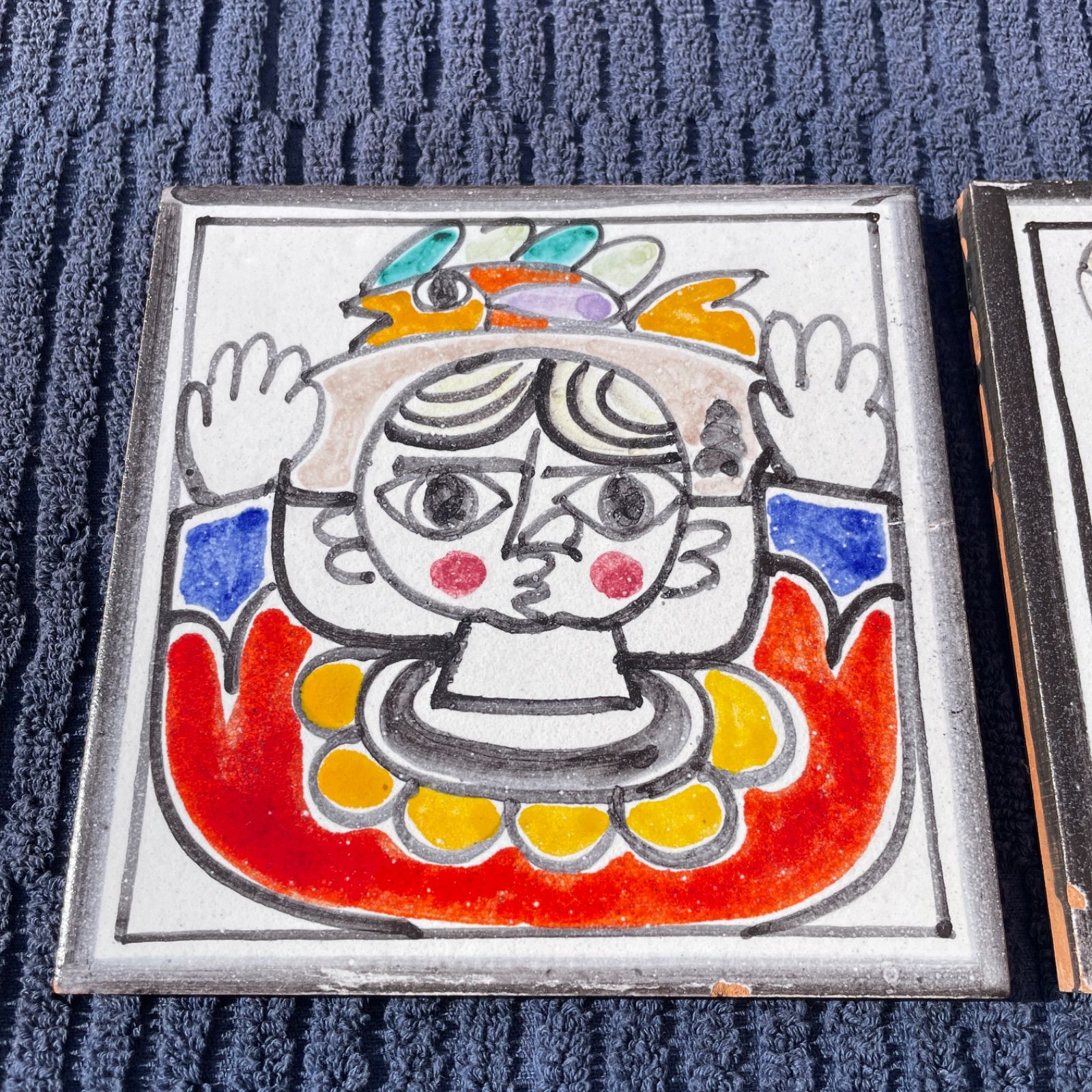 デシモーネ De Simone イタリア シチリア陶器 タイル 飾り絵 15cm