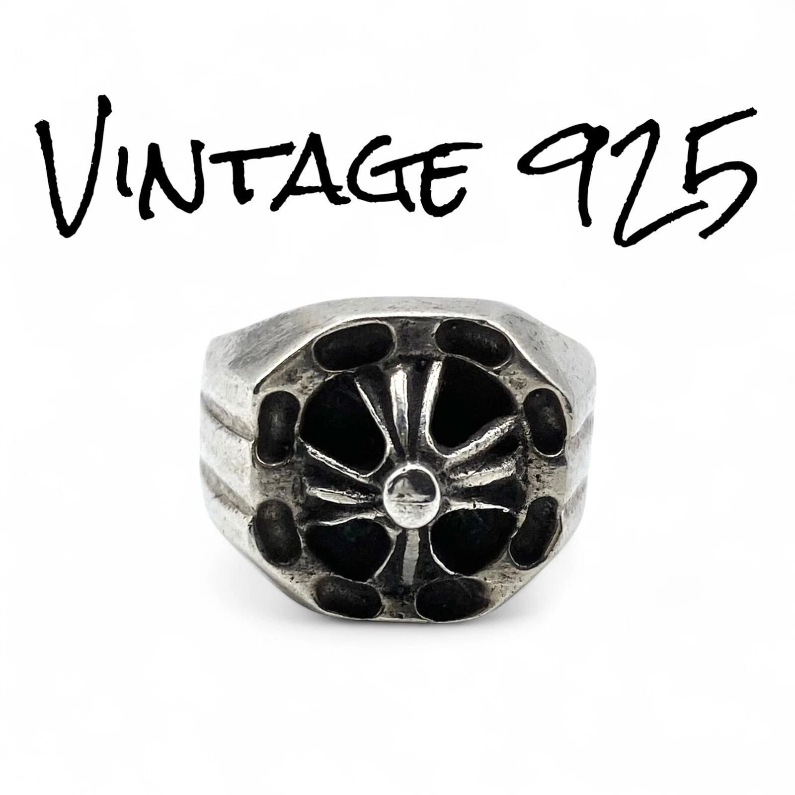抜群の重厚感】クロス 十字架 Silver 925 刻印 Design Ring シルバー 