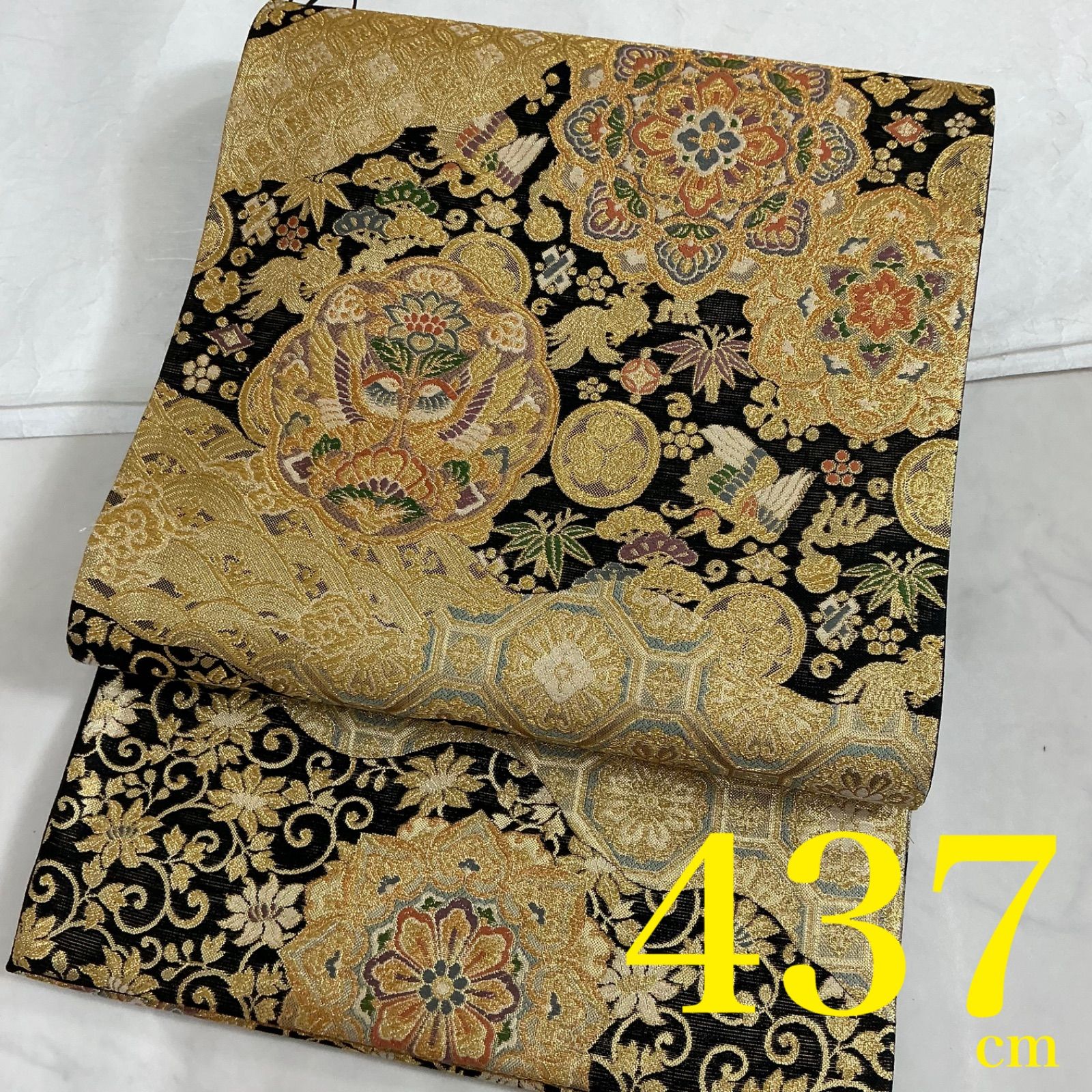 正絹　6通袋帯　裏面全通　宝飾唐華文様　佐賀錦 正絹 6通袋帯 裏面全通 宝飾唐華文様 佐賀錦