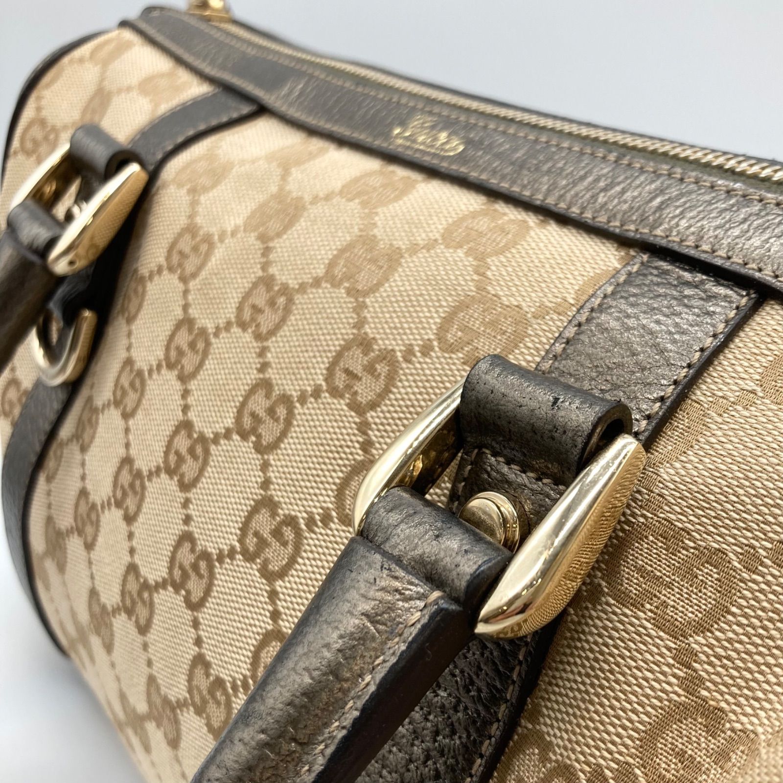 GUCCI グッチ GGシマレザー アビー ミニボストン ブラック 130942 GUCCI グッチ アビー ミニボストンバッグ 130942 GGキャンバス