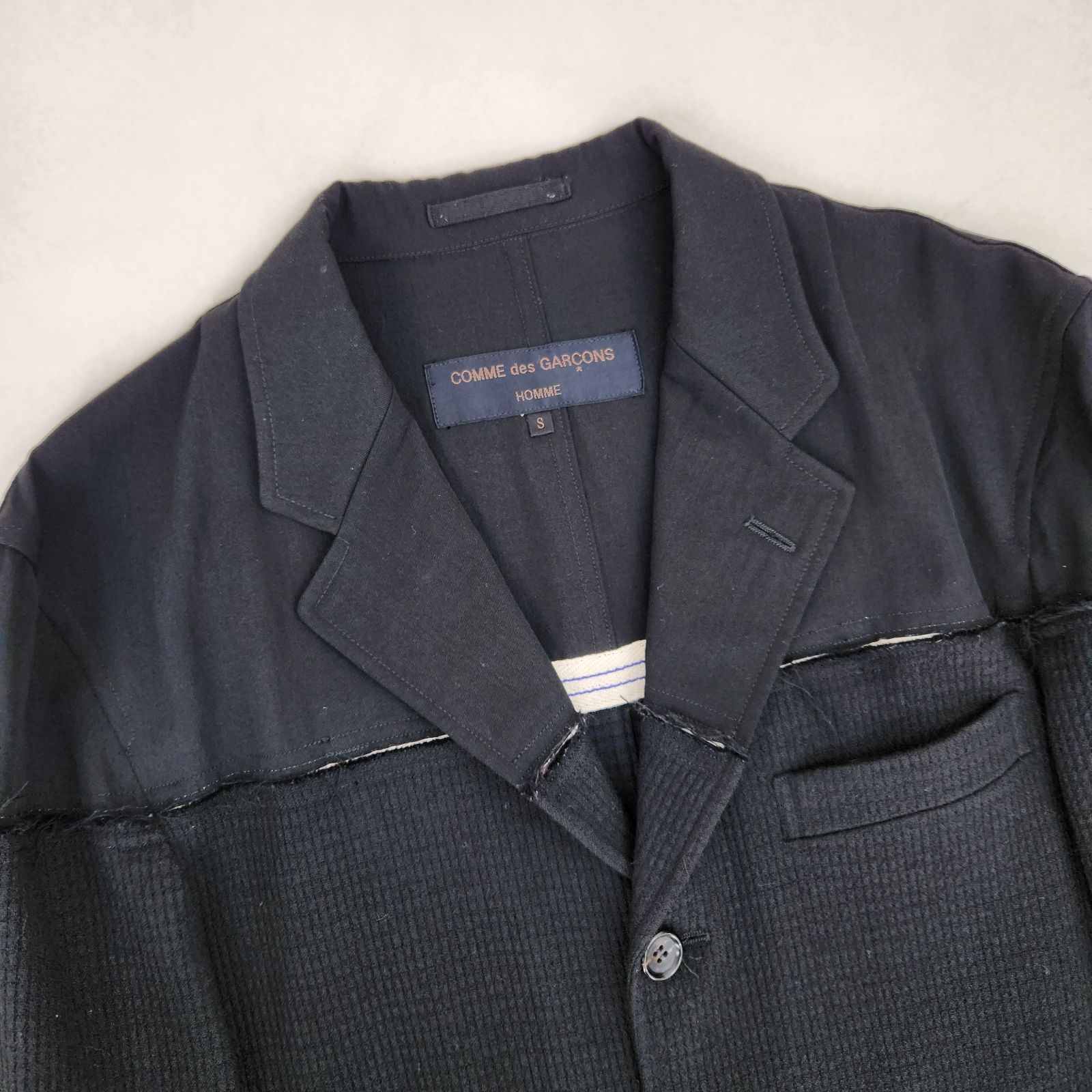 希少00s 美品 コムデギャルソンオム 田中オム 黒ウールギャバジンセットアップ 美品 COMME des GARCONS HOMME ウールコート 田中オム