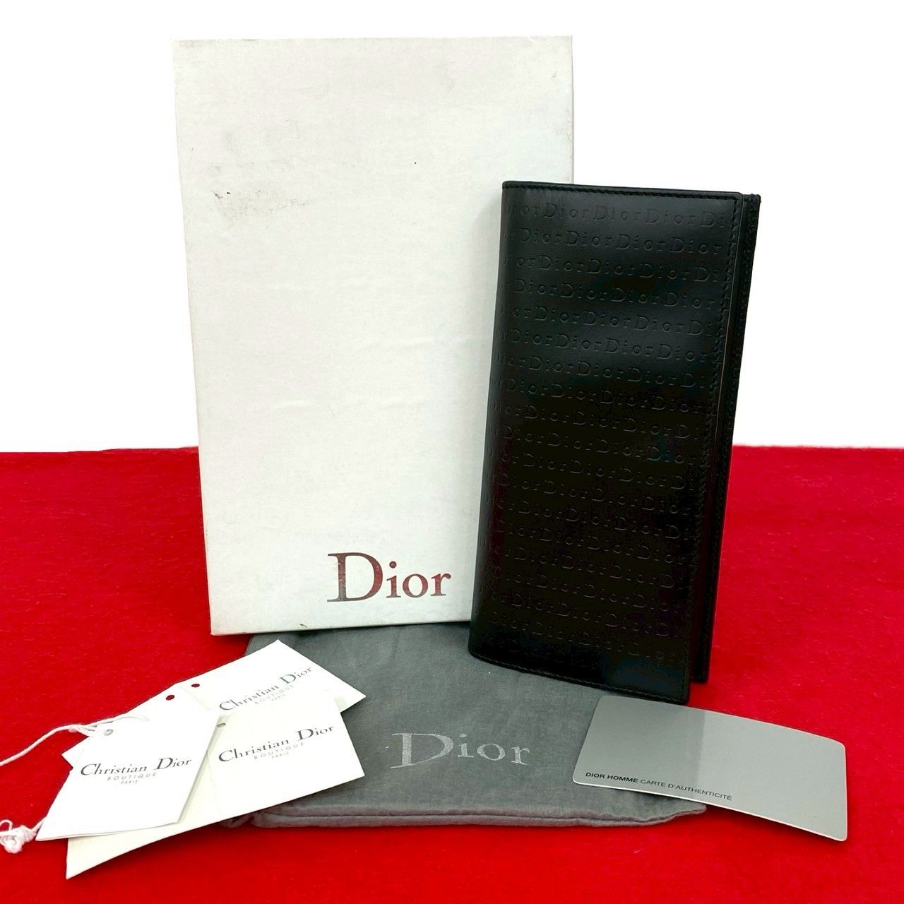 （美品）　DIOR ディオール ロゴ型押し 二つ折り財布 ブラック 楽天市場】DIOR HOMME ディオールオム小銭入れ2つ折り財布ルテニウム