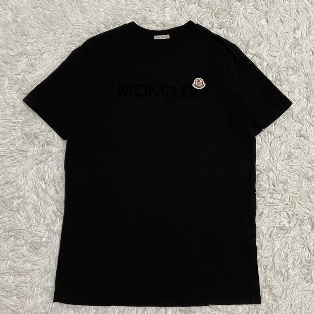 MONCLER モンクレール フェルト ワッペンロゴ Tシャツ ブラック M ※ご