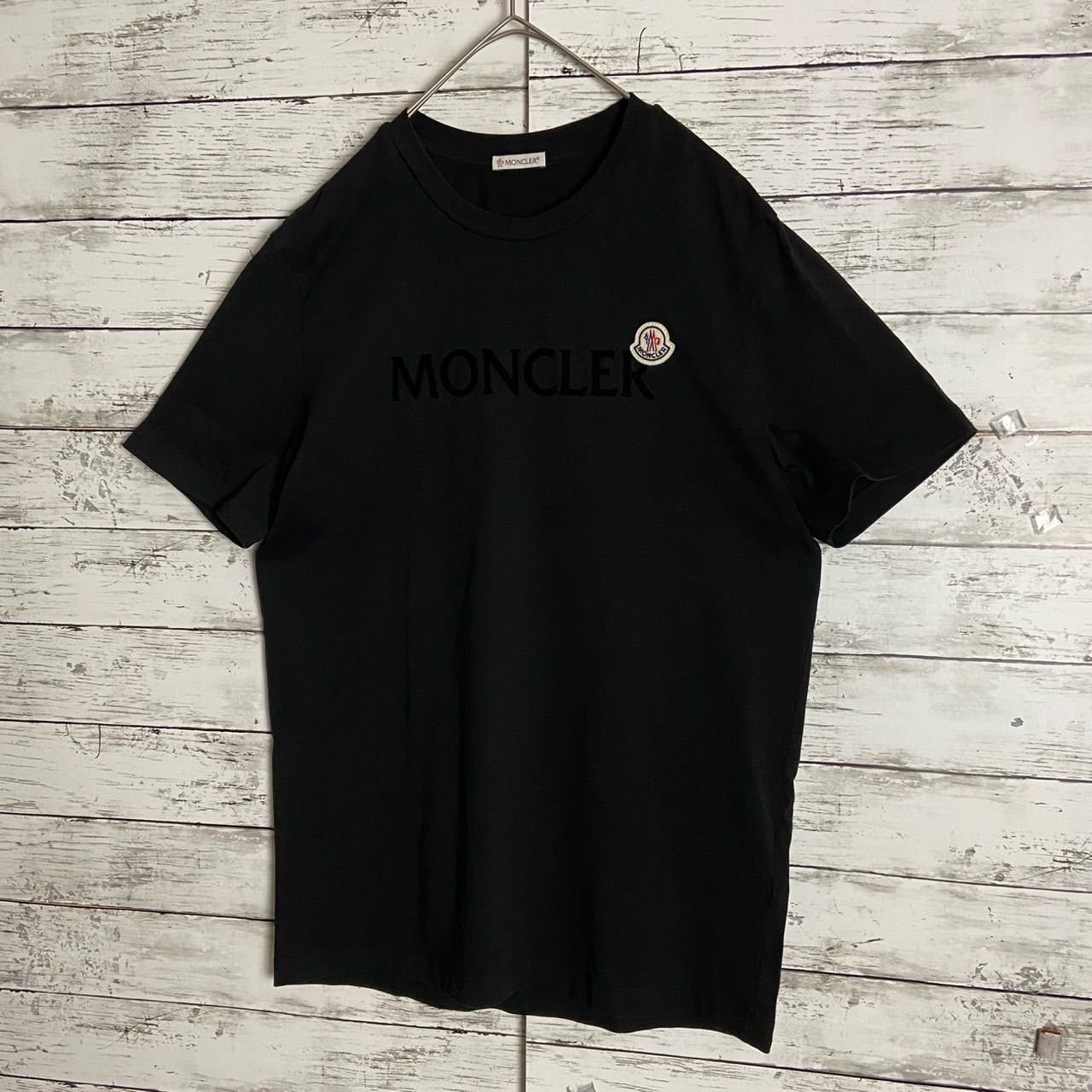 MONCLER モンクレール フェルト ワッペンロゴ Tシャツ ブラック M ※ご