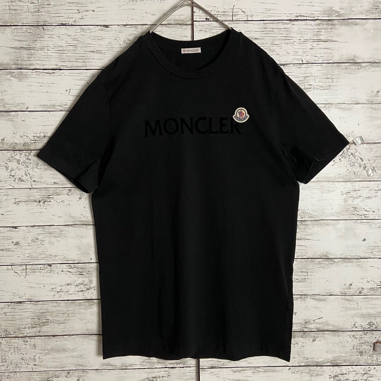 MONCLER モンクレール フェルト ワッペンロゴ Tシャツ ブラック M ※ご
