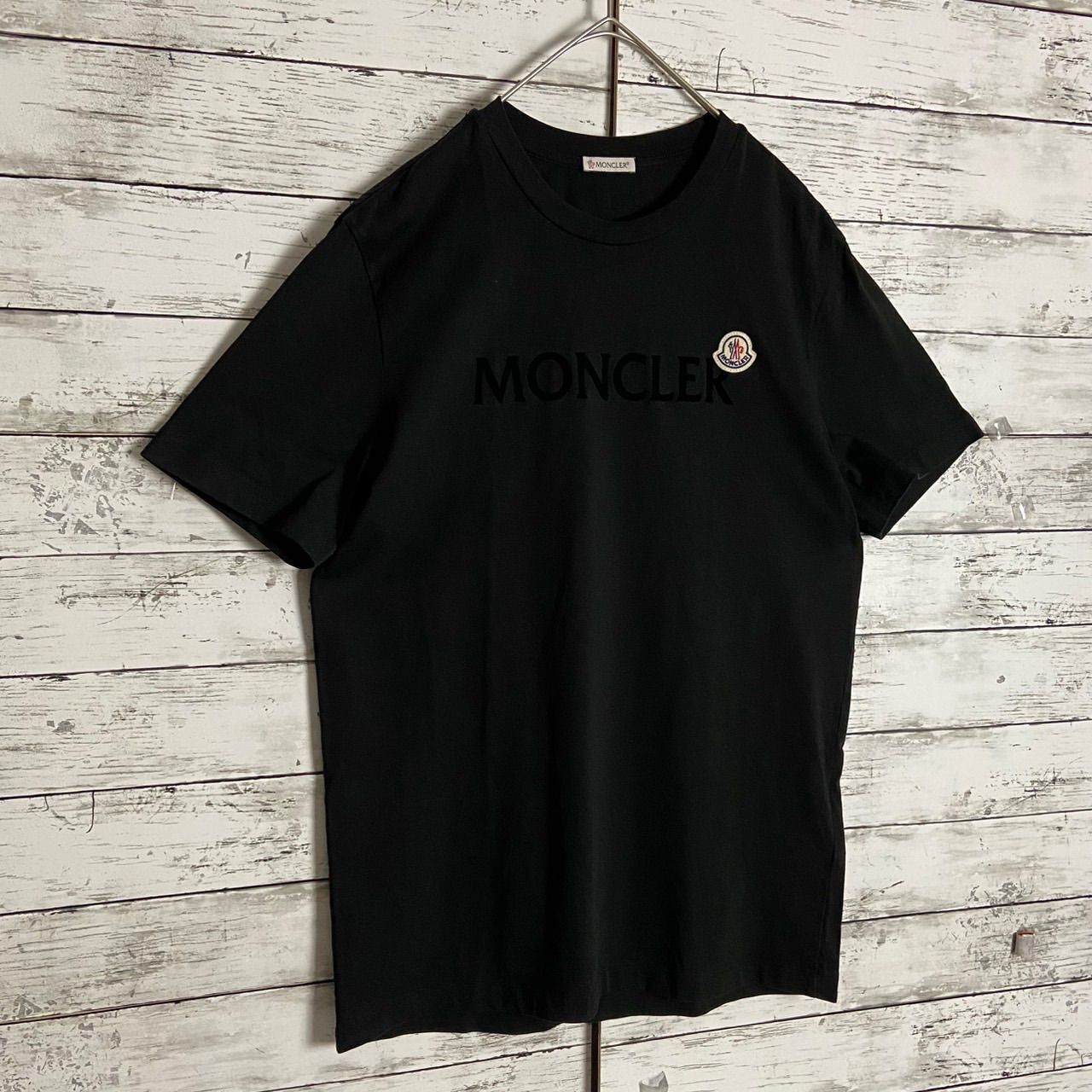 MONCLER モンクレール フェルト ワッペンロゴ Tシャツ ブラック M ※ご 