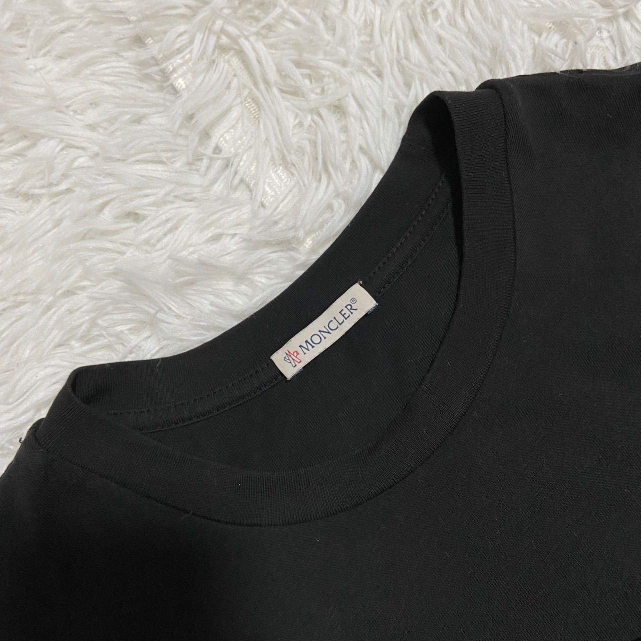 MONCLER モンクレール フェルト ワッペンロゴ Tシャツ ブラック M ※ご 
