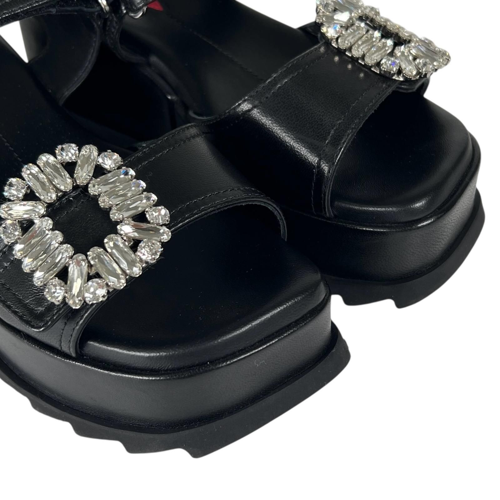 美品 Roger Vivier ロジェヴィヴィエ サンダル ブラック レディース 22 ラインストーン【古着】【中古】 美品 Roger Vivier ロジェヴィヴィエ サンダル ブラック レディース 22