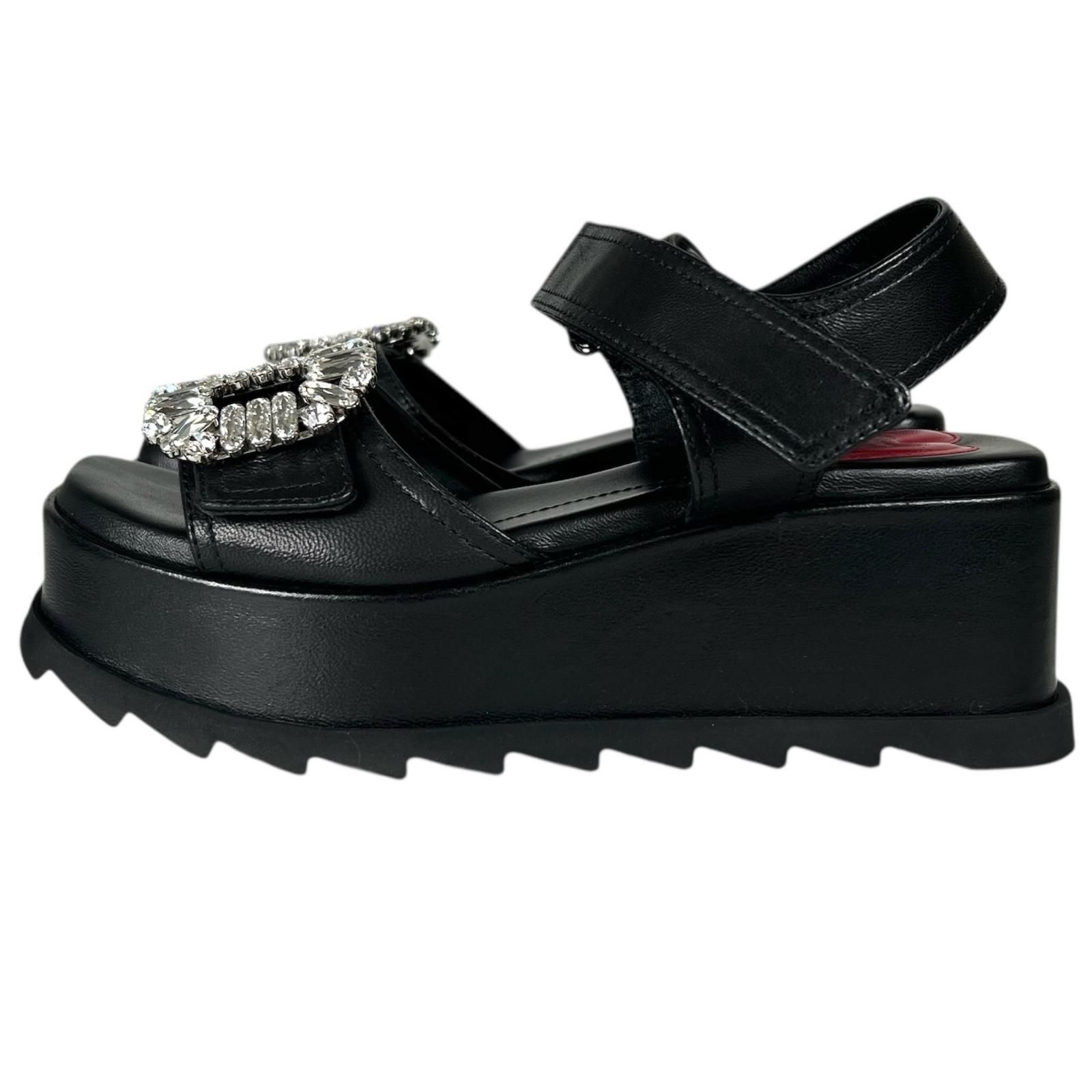 美品 Roger Vivier ロジェヴィヴィエ サンダル ブラック レディース 22 ラインストーン【古着】【中古】 美品 Roger Vivier ロジェヴィヴィエ サンダル ブラック レディース 22