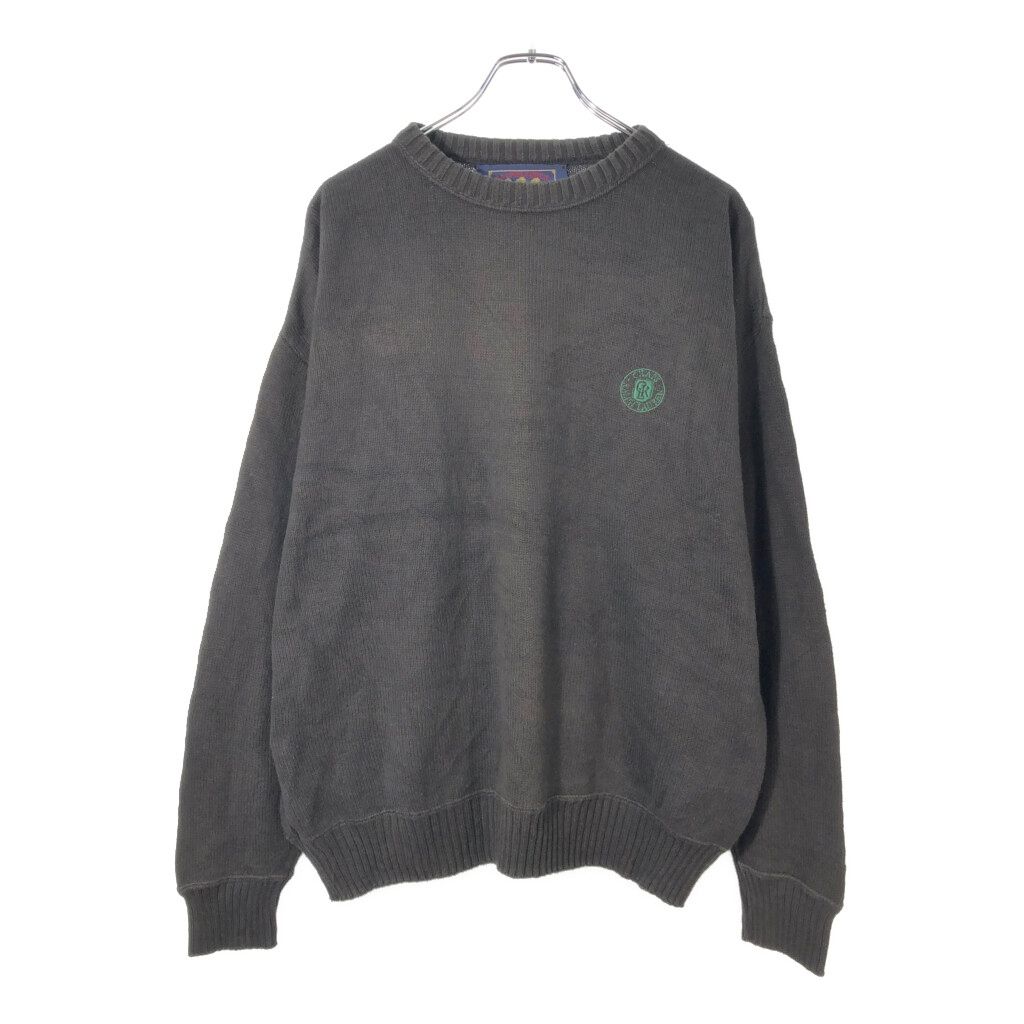 80年代 USA製 CHAPS Ralph Lauren チャップス ラルフローレン コットンニットセーター ブラック(メンズ L) 古着 X2535