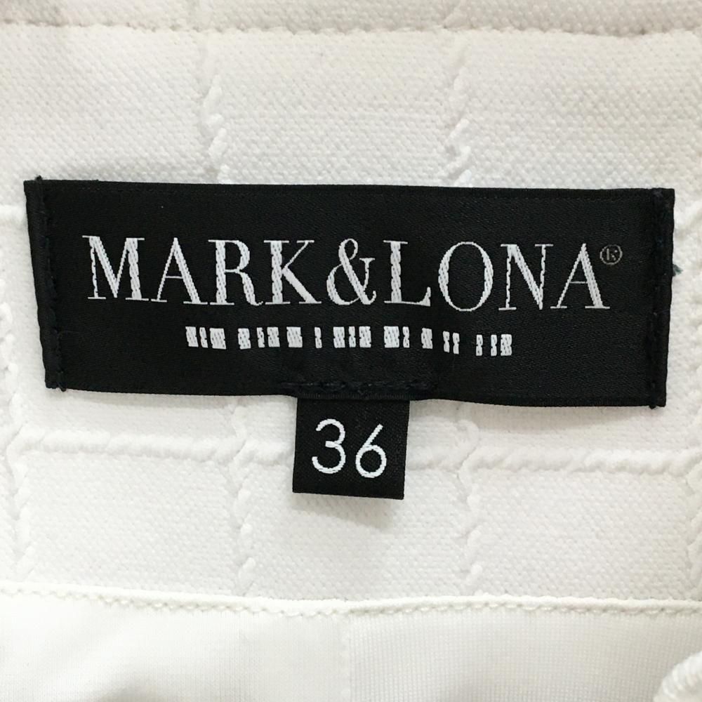 超美品】マークアンドロナ ブルゾン 白 格子柄織生地 ロゴ レディース