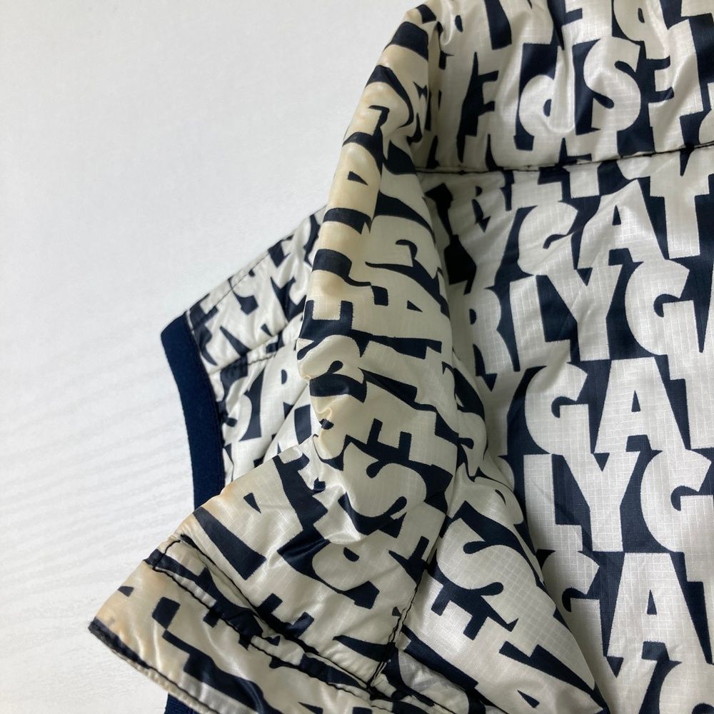 サイズ：0 PEARLY GATES パーリーゲイツ 中綿ベスト ロゴ総柄 ネイビー