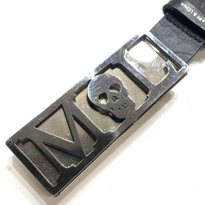 中古品】 MARK＆LONA マーク＆ロナ スカルデザインレザーベルト 【205