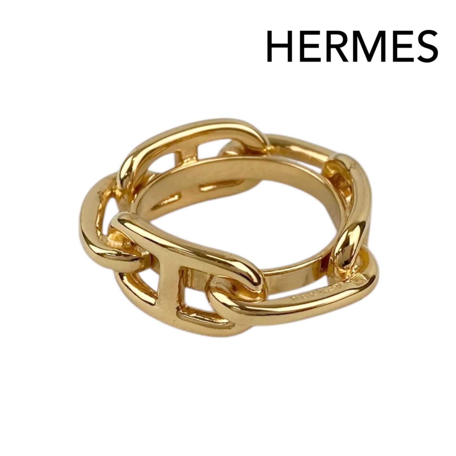 HERMES エルメス スカーフリング ルガテ シェーヌダンクル ゴールド 箱