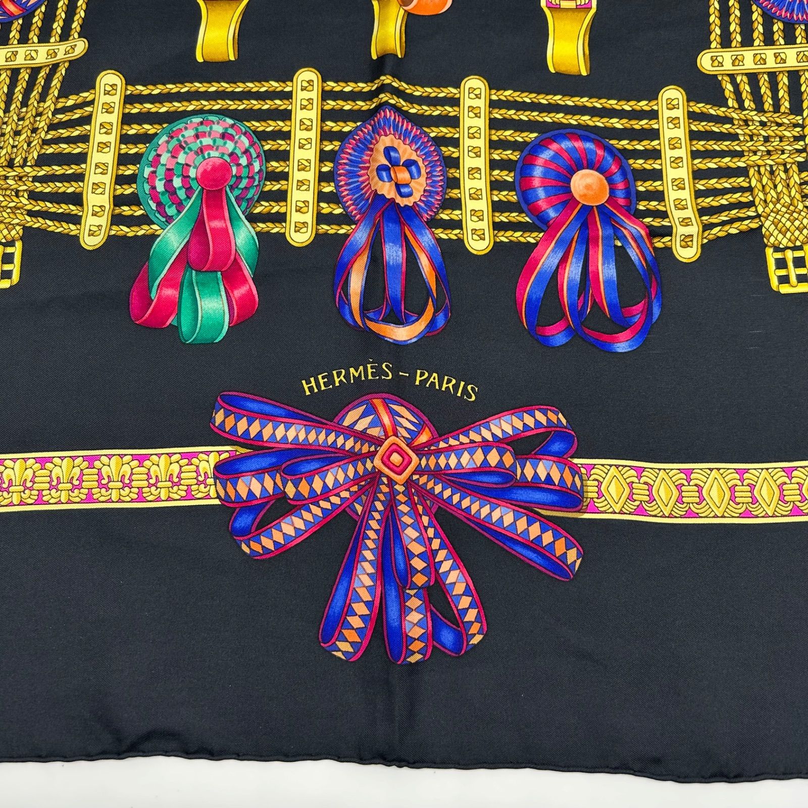HERMES エルメス カレ90 馬のリボン飾り LES RUBANS DU CHEVAL