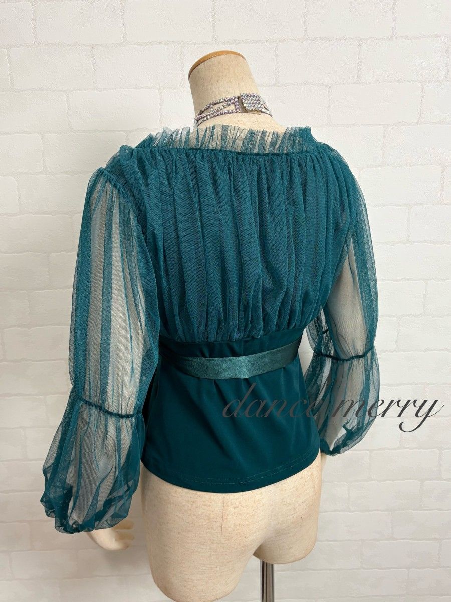 新品 豪華 社交ダンス ツーピース セットアップ 緑 グリーン パーティ