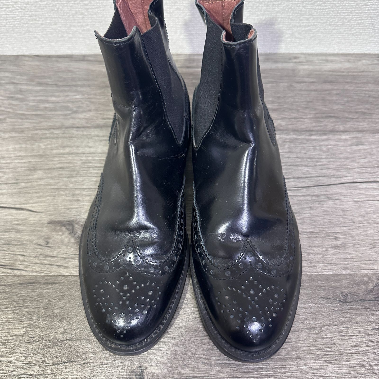 ディエゴベリーニ イタリア製 ウィングチップ チェルシーブーツ