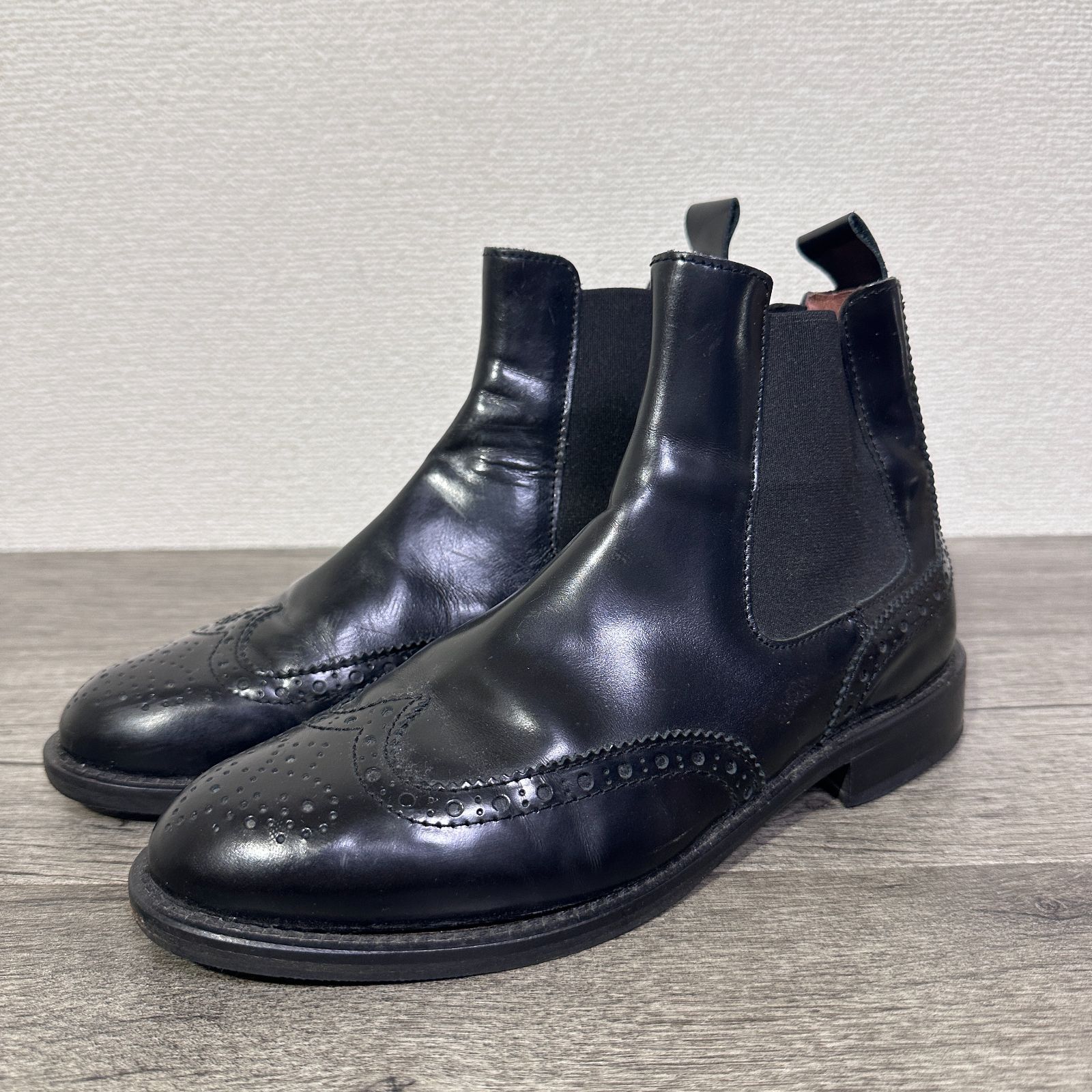 ディエゴベリーニ イタリア製 ウィングチップ チェルシーブーツ