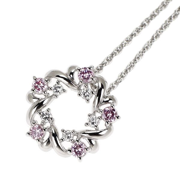 田崎真珠 Pt900/Pt850 天然ピンク/カラーレスダイヤモンド ペンダント