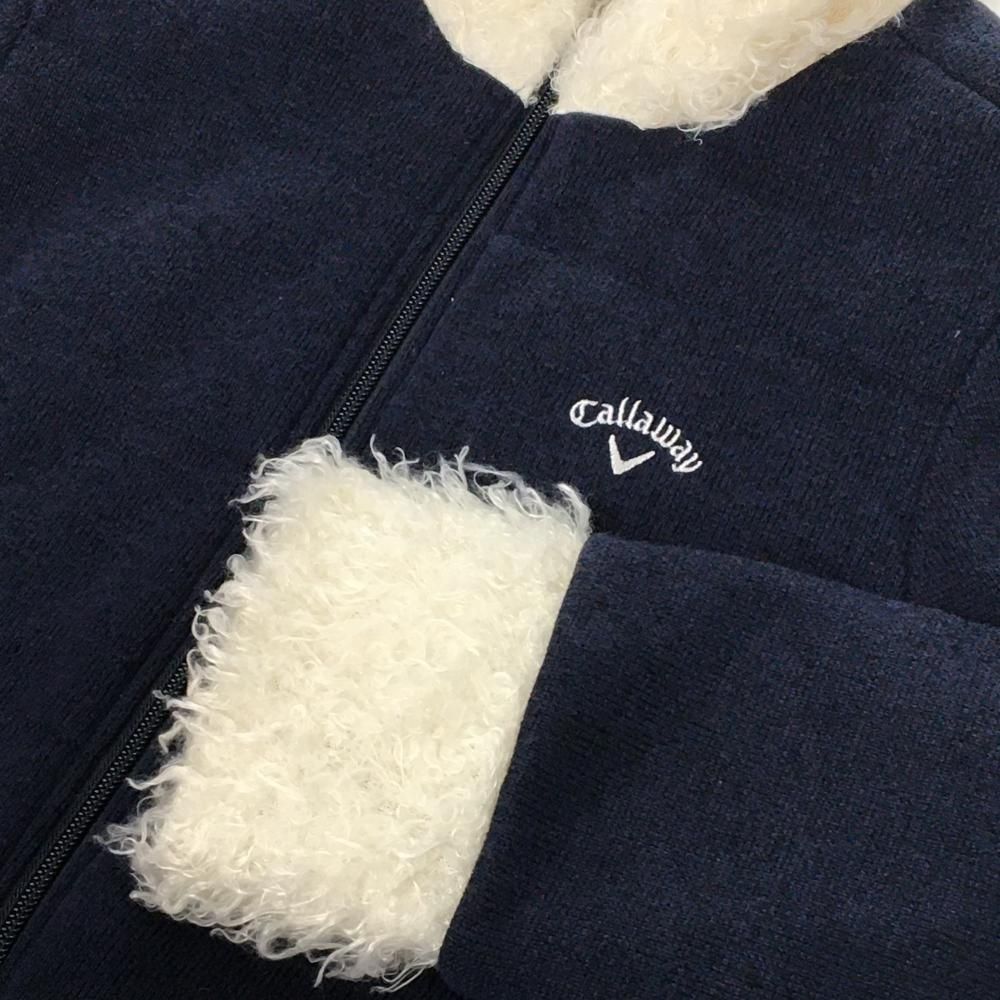 超美品】キャロウェイ 中綿ニットジャケット ネイビー×白系 裏地付き