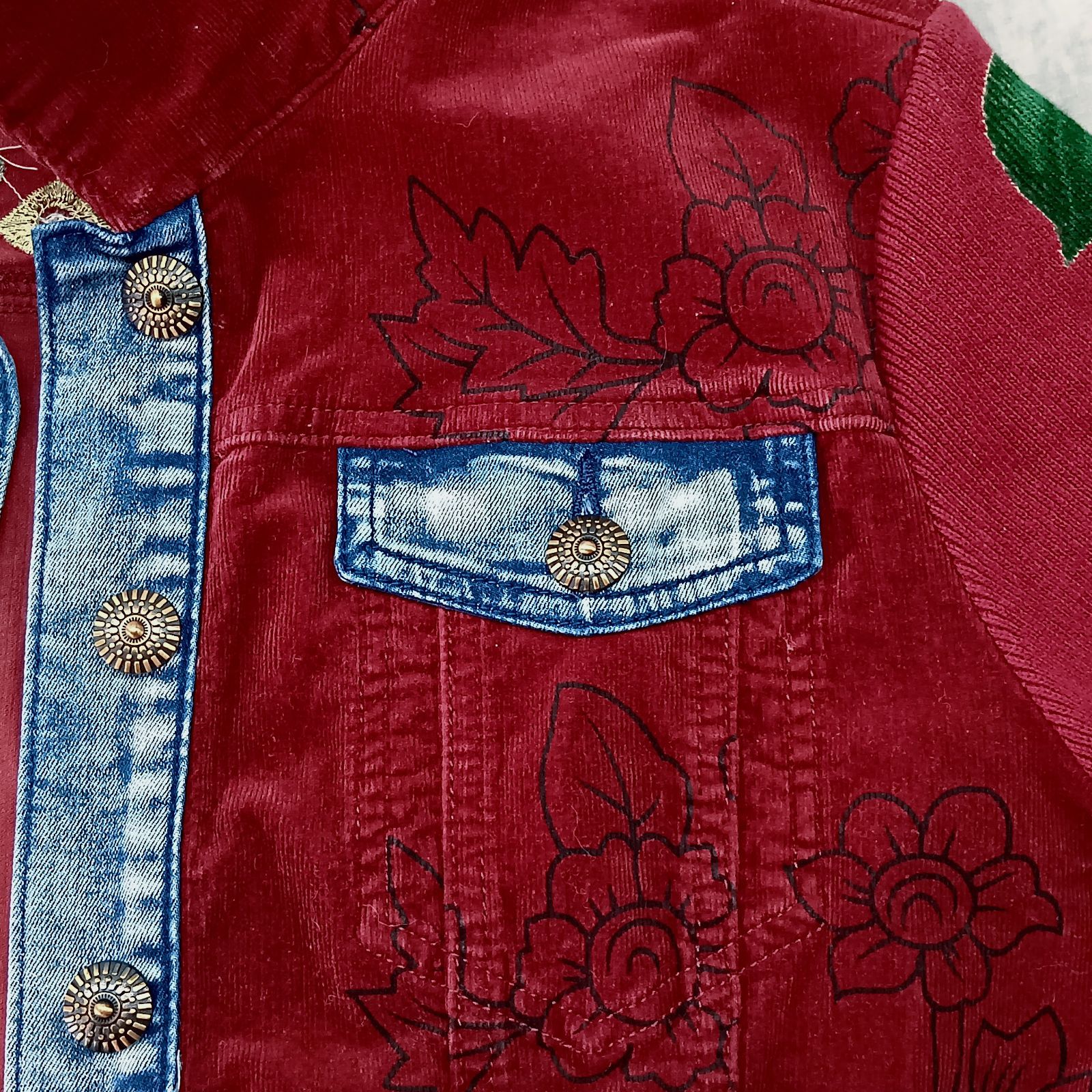 Desigual デシグアル ストレッチ コーデュロイ × 袖ニット × デニム