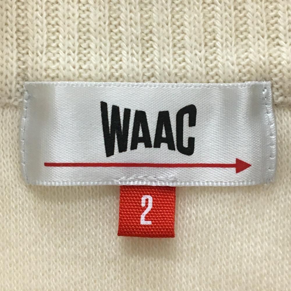 ワック ハイネックセーター アイボリー×黒 起毛 ハーフジップ ウール混