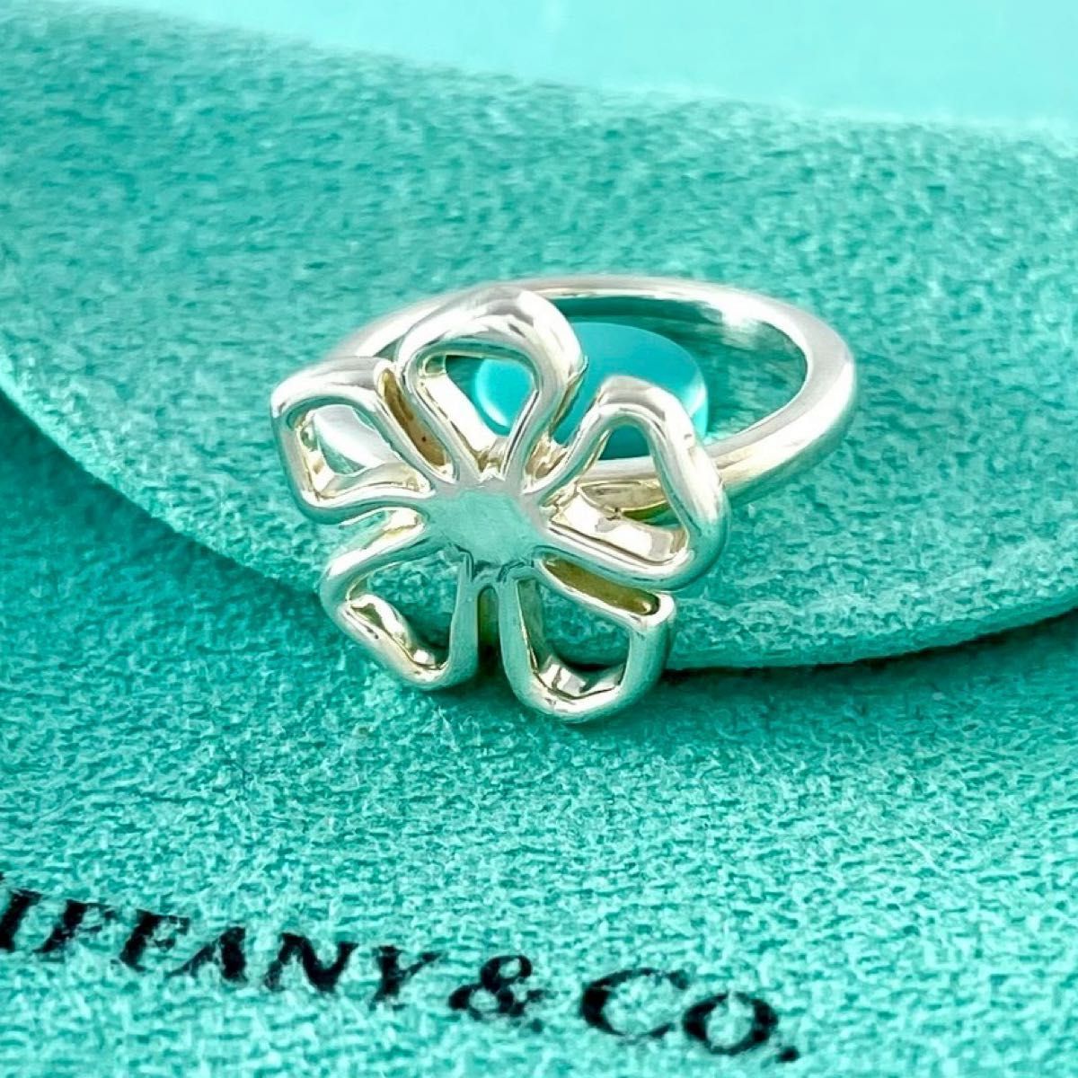 ティファニー 美品 11号 オープンフラワー リング シルバー YT1fe