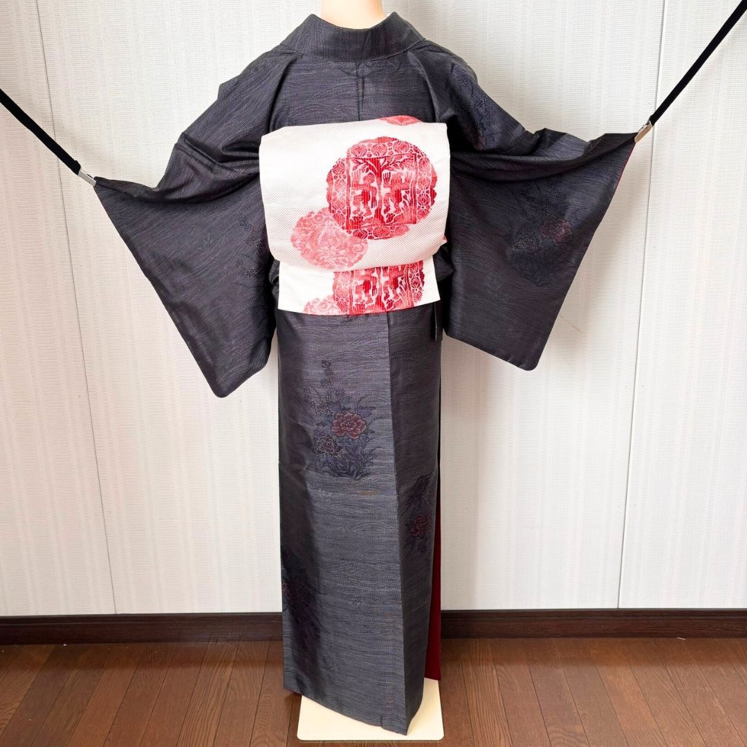 小紋　フルセット　着物　大島紬　トールサイズ　正絹　さりげない粋　花　G10 小紋 フルセット 着物 大島紬 トールサイズ 正絹 さりげない粋 花 G10