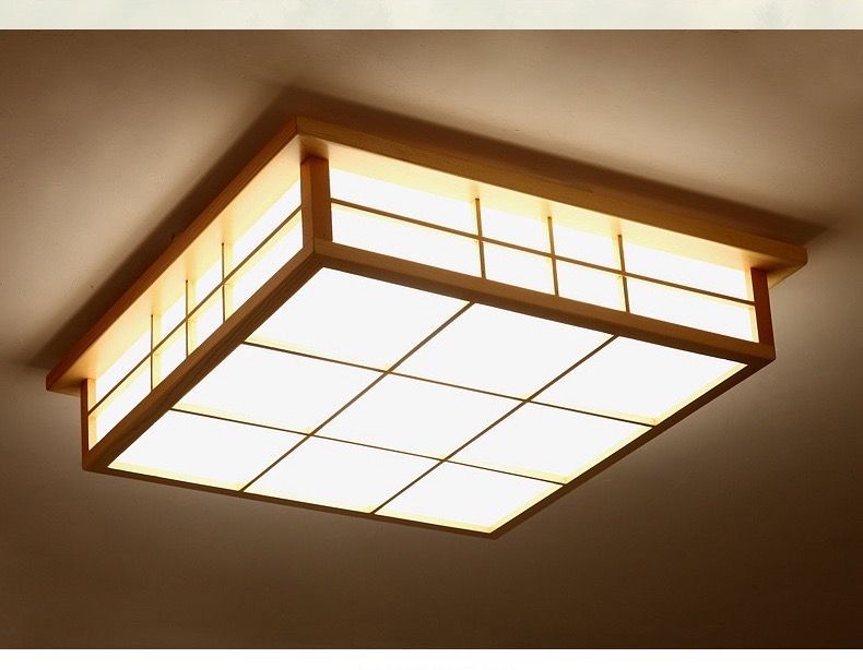 大好評☆ 45*45cm LED和風シーリングライト天井照明~8畳木目調和風照明