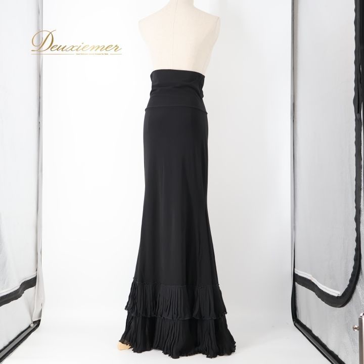 ★ ごやごや　ファルダ　ハイウエスト　ブラック　フラメンコ　衣装 ハイウエストファルダ5段ビッグフリル ブラック×レッド 大水玉