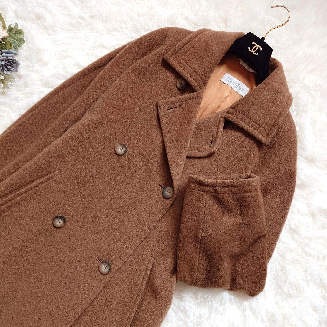 高級 マックスマーラ MAXMARA 白タグ ダブル ロングコート チェスター