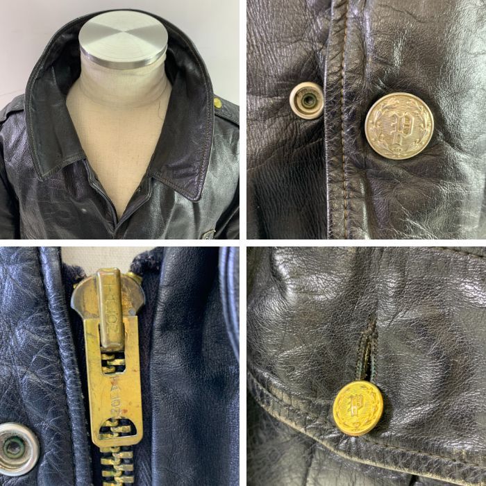 04w5852▽※【中古】70年代 KALE UNIFORMS レザー ポリスマンジャケット