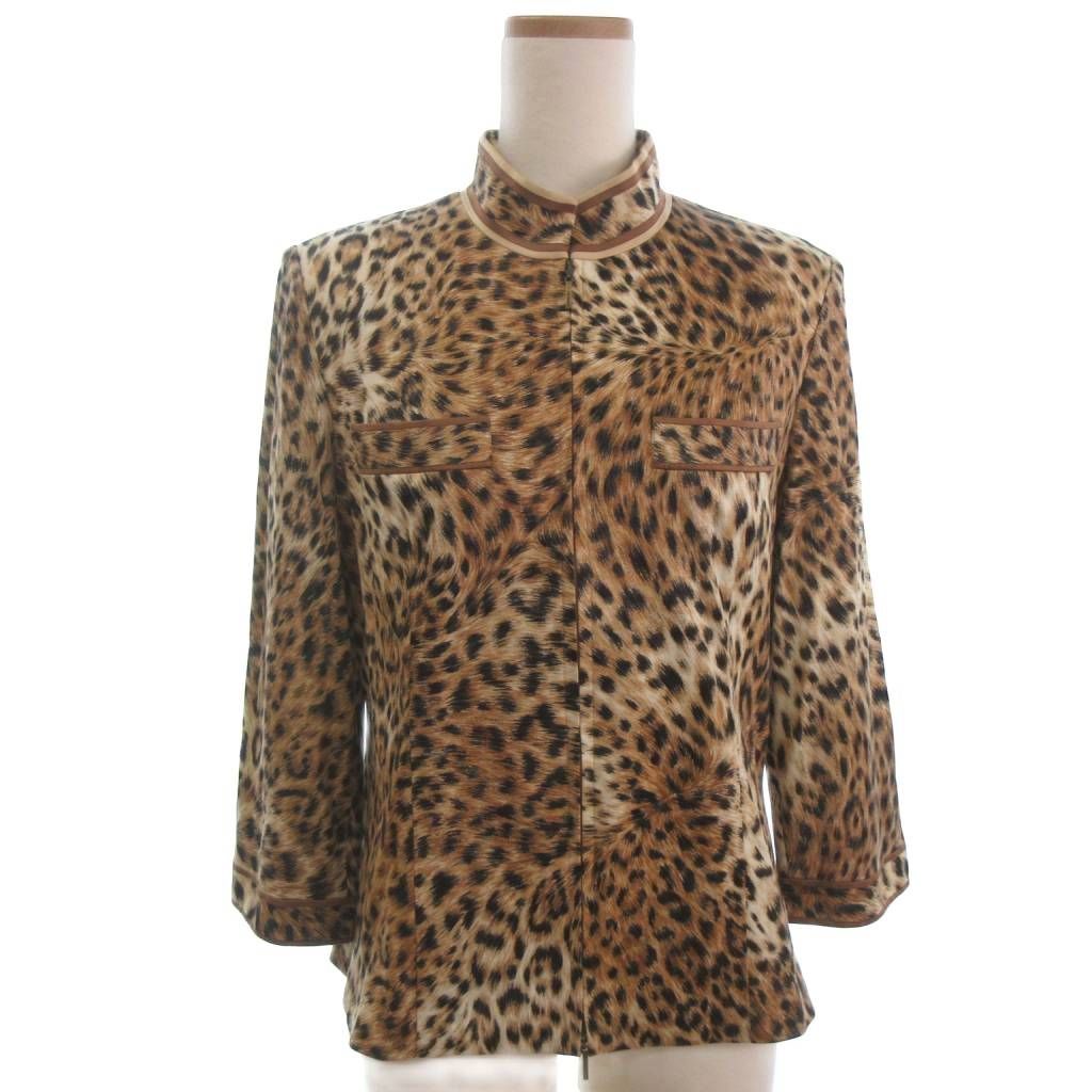 レオナール LEONARD FASHION ジップアップ ジャケット ヒョウ柄 七分袖