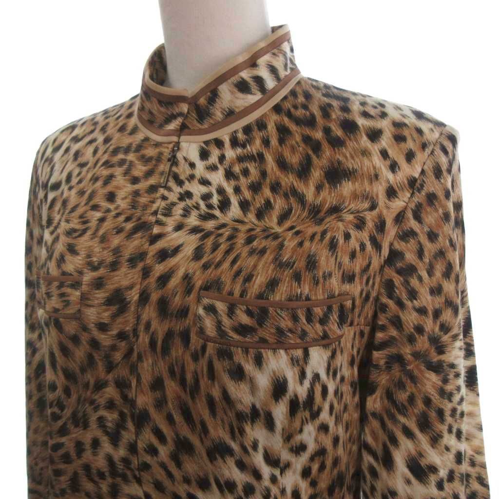 レオナールのジャケット レオナール LEONARD FASHION ジップアップ ジャケット ヒョウ柄 七分袖