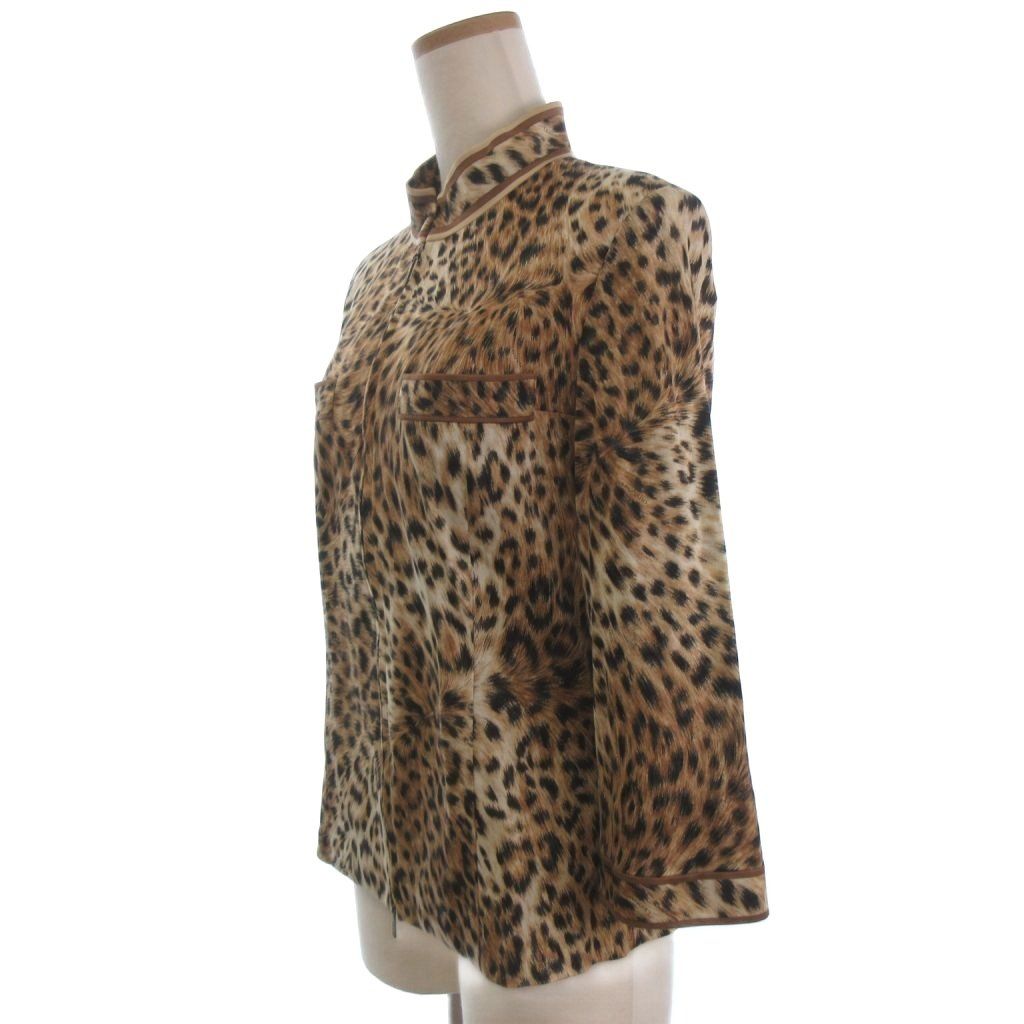 レオナール LEONARD FASHION ジップアップ ジャケット ヒョウ柄 七分袖